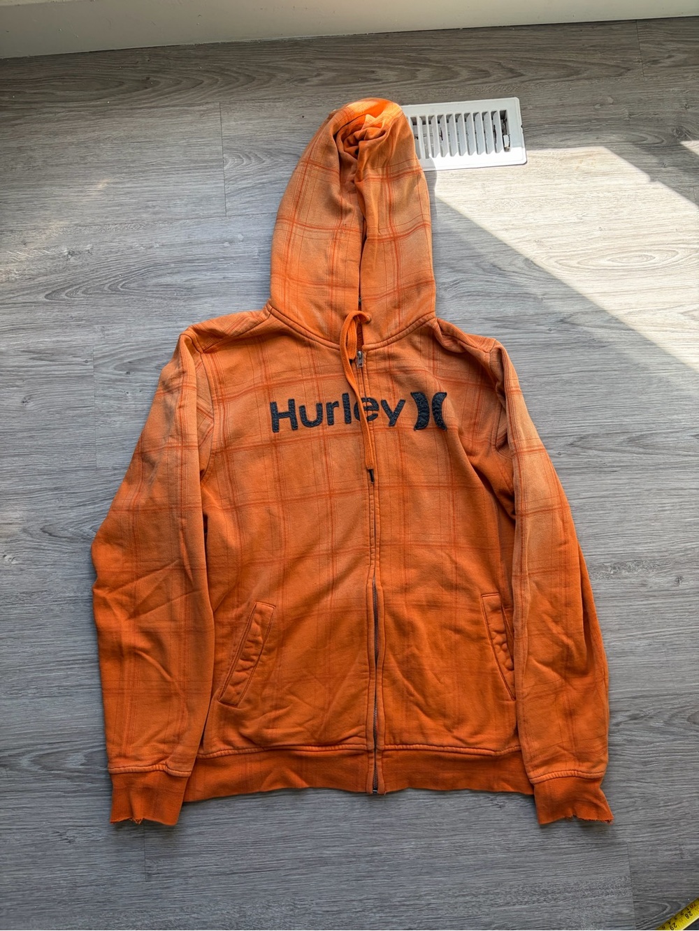 Hurley Orange Plaid Full-Zip Hoodie